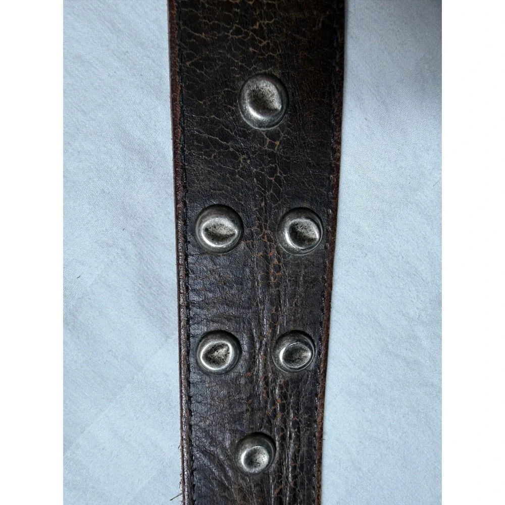 Vintage American Eagle Outfitters Mens Brown Distressed Studded Leather Belt 36